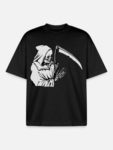 Sensenmann-Silhouette mit Sense - Boxy Heavyweight Unisex Organic T-Shirt von Stanley/Stella - Schwarz