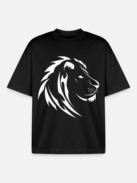 Tribal Lion - Boxy Heavyweight Unisex Organic T-Shirt by Stanley/Stella - black