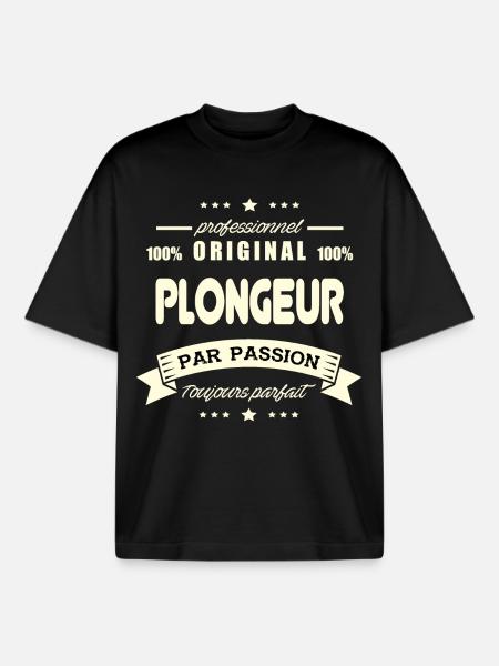 le Plongeur Original - T-shirt unisexe boxy épais biologique Stanley/Stella - noir