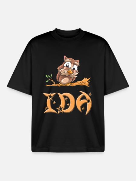 Owl Ida - Boxy Heavyweight Unisex Organic T-Shirt by Stanley/Stella - black