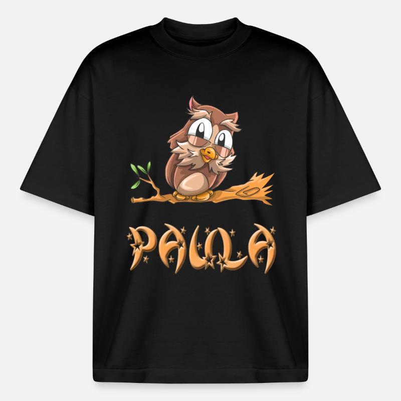 Eule Paula - Boxy Heavyweight Unisex Organic T-Shirt von Stanley/Stella - Schwarz