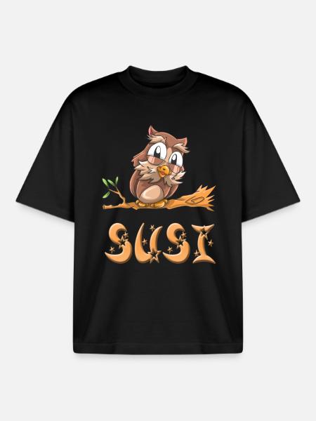 Owl Susi - Boxy Heavyweight Unisex Organic T-Shirt by Stanley/Stella - black