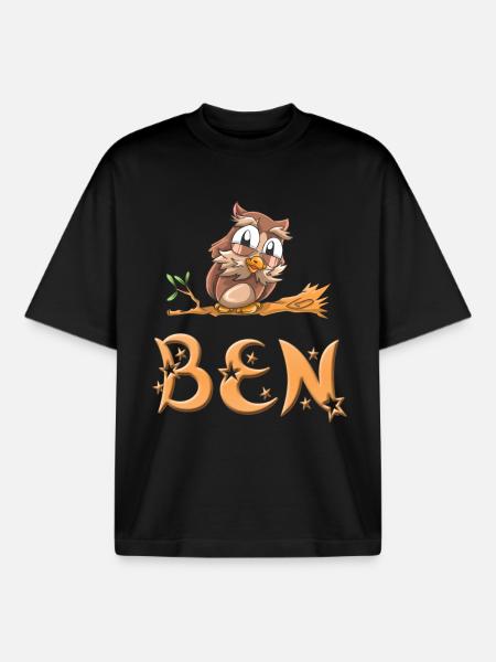 Owl Ben - Boxy Heavyweight Unisex Organic T-Shirt by Stanley/Stella - black