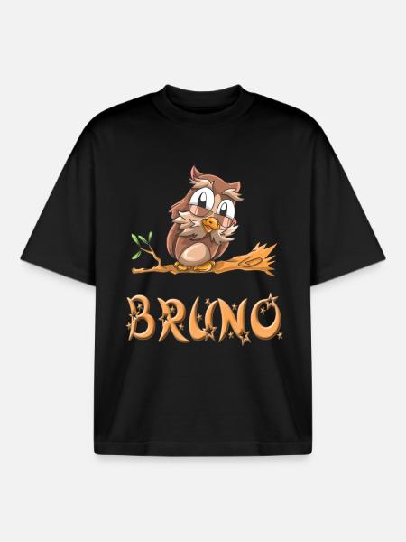 Eule Bruno - Boxy Heavyweight Unisex Organic T-Shirt von Stanley/Stella - Schwarz
