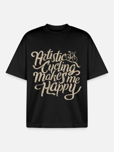 Kunstrad, Kunstradfahren, Makes Me Happy - Boxy Heavyweight Unisex Organic T-Shirt von Stanley/Stella - Schwarz