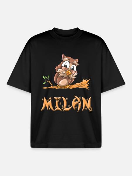 Eule Milan - Boxy Heavyweight Unisex Organic T-Shirt von Stanley/Stella - Schwarz