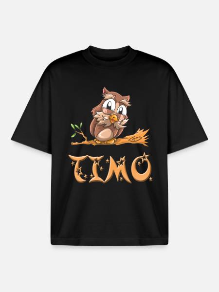 Hibou Timo - T-shirt unisexe boxy épais biologique Stanley/Stella - noir