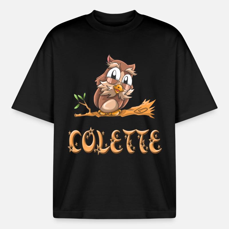 Eule Colette - Boxy Heavyweight Unisex Organic T-Shirt von Stanley/Stella - Schwarz