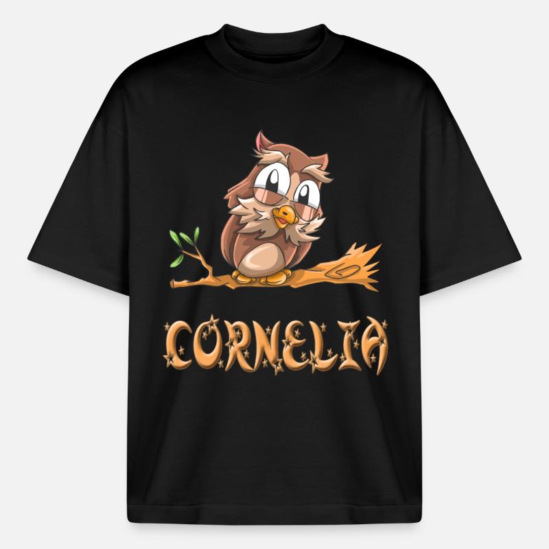 Eule Cornelia - Boxy Heavyweight Unisex Organic T-Shirt von Stanley/Stella - Schwarz