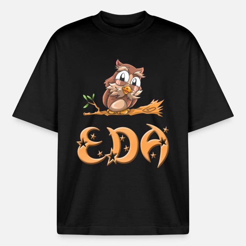 Eule Eda - Boxy Heavyweight Unisex Organic T-Shirt von Stanley/Stella - Schwarz