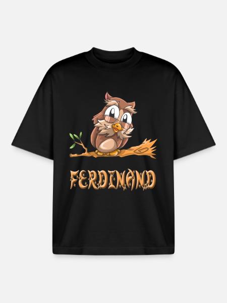 Owl Ferdinand - Boxy Heavyweight Unisex Organic T-Shirt by Stanley/Stella - black