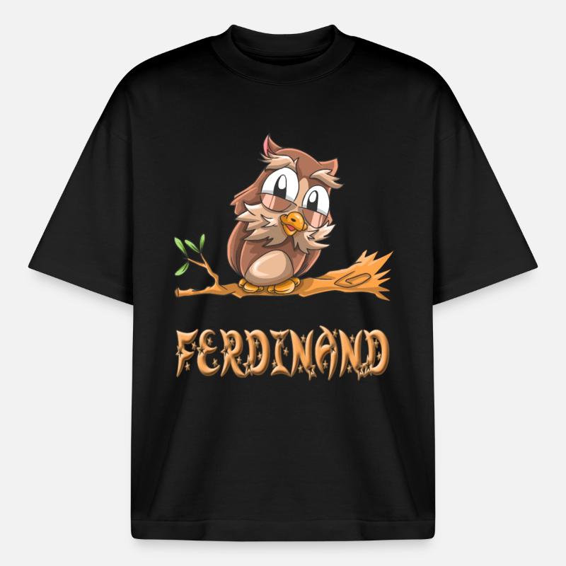 Eule Ferdinand - Boxy Heavyweight Unisex Organic T-Shirt von Stanley/Stella - Schwarz