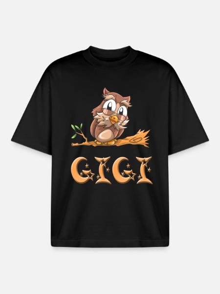 Owl Gigi - Boxy Heavyweight Unisex Organic T-Shirt by Stanley/Stella - black