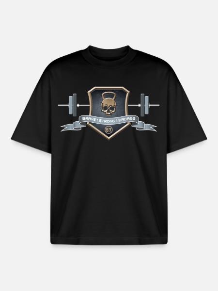 Logo Brave Strong Badass - Boxy Heavyweight Unisex Organic T-Shirt by Stanley/Stella - black