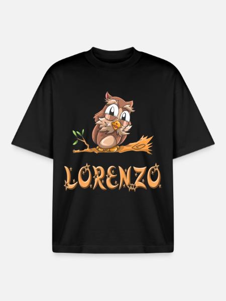 Owl Lorenzo - Boxy Heavyweight Unisex Organic T-Shirt by Stanley/Stella - black
