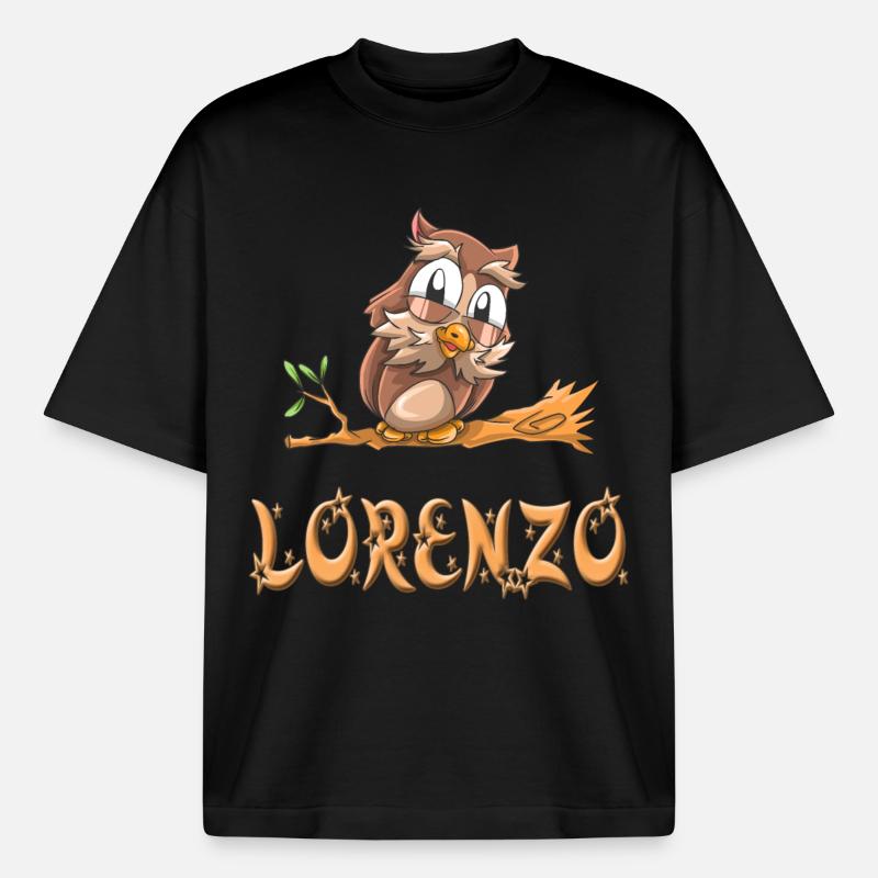 Eule Lorenzo - Boxy Heavyweight Unisex Organic T-Shirt von Stanley/Stella - Schwarz