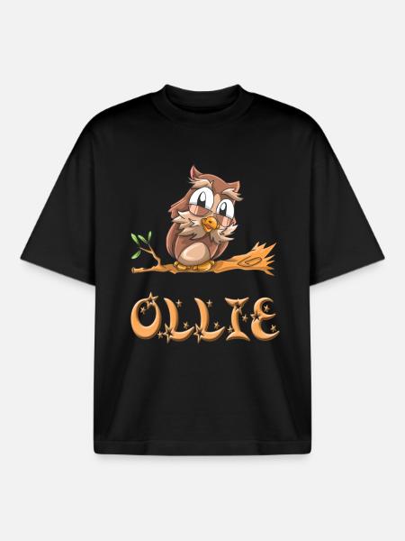 Owl Ollie - Boxy Heavyweight Unisex Organic T-Shirt by Stanley/Stella - black
