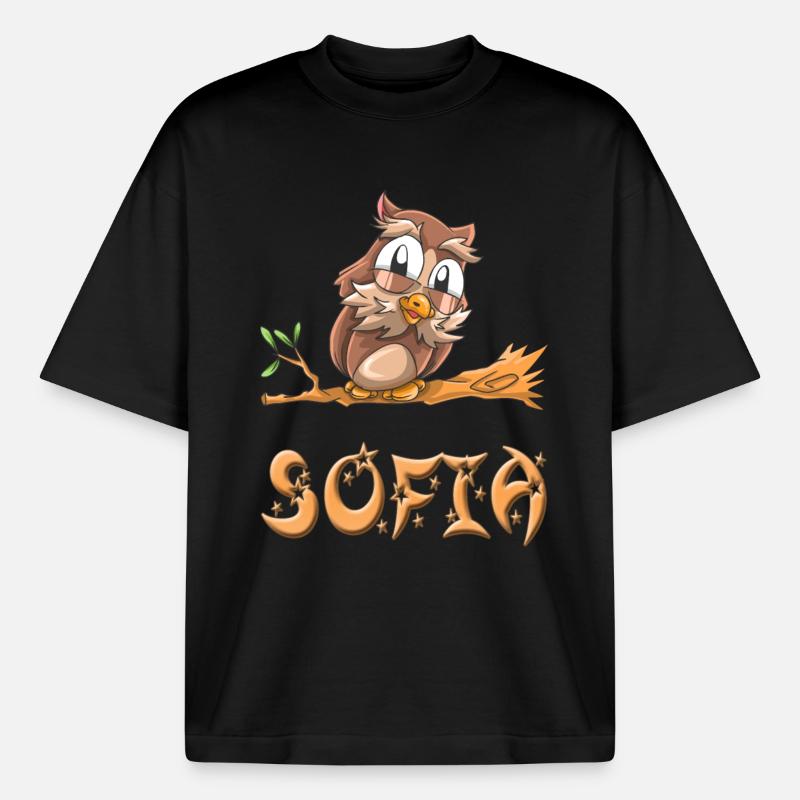 Eule Sofia - Boxy Heavyweight Unisex Organic T-Shirt von Stanley/Stella - Schwarz