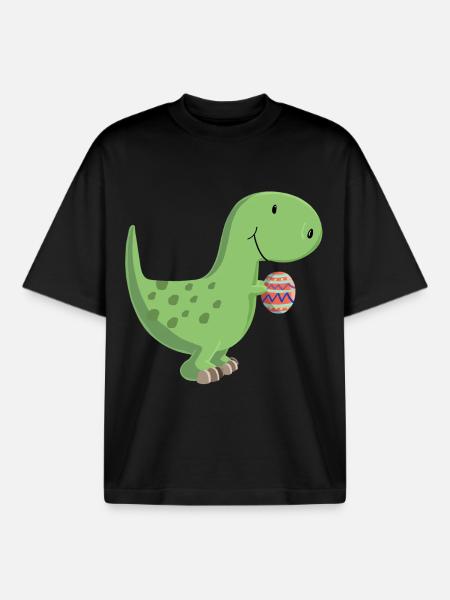 Dino with egg - Boxy Heavyweight Unisex Organic T-Shirt by Stanley/Stella - black