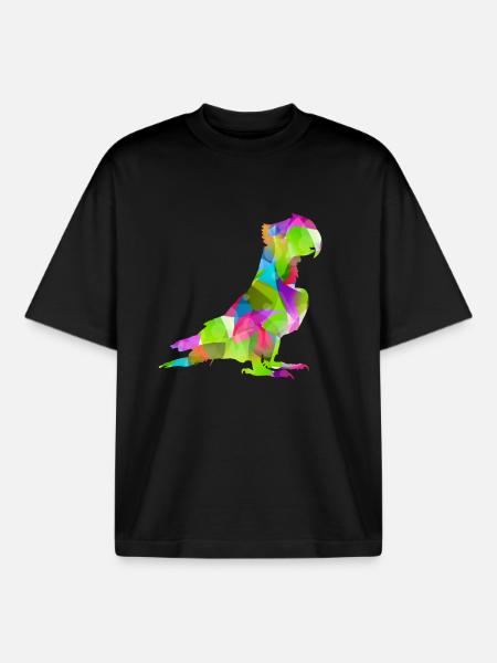 Bunter Papagei - Boxy Heavyweight Unisex Organic T-Shirt von Stanley/Stella - Schwarz