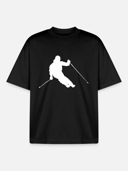 White skier - Boxy Heavyweight Unisex Organic T-Shirt by Stanley/Stella - black
