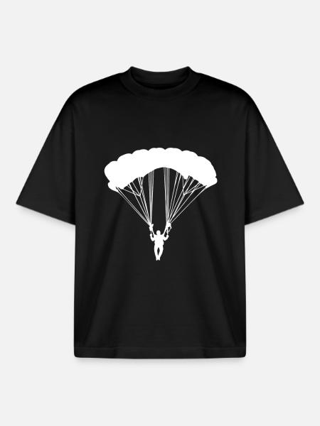 White parachute - Boxy Heavyweight Unisex Organic T-Shirt by Stanley/Stella - black
