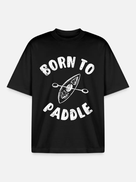 Born To Paddle kayak - canoe - kayak - boat - Boxy Heavyweight Unisex Organic T-Shirt by Stanley/Stella - black