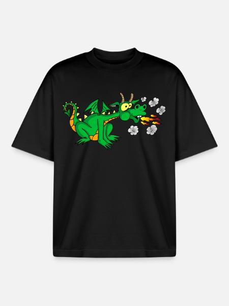 Dragon vert - T-shirt unisexe boxy épais biologique Stanley/Stella - noir