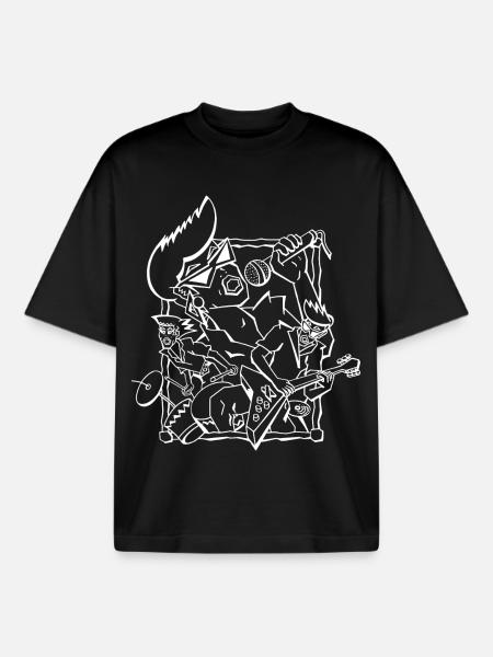 Riff Glyphic Guitar Scene - Boxy Heavyweight Unisex Organic T-Shirt by Stanley/Stella - black