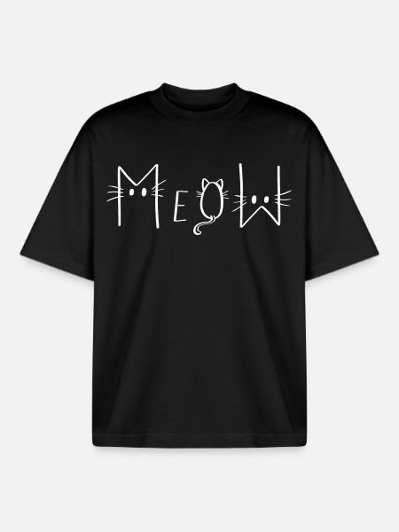 MEOW - meow cats - Boxy Heavyweight Unisex Organic T-Shirt by Stanley/Stella - black