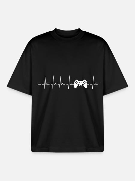 Gamer heart - Boxy Heavyweight Unisex Organic T-Shirt by Stanley/Stella - black