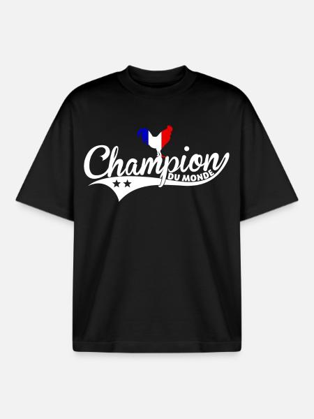 Champion du monde - T-shirt unisexe boxy épais biologique Stanley/Stella - noir