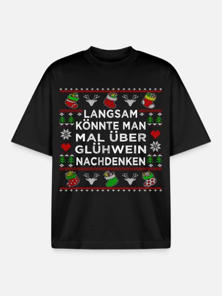 Glühwein nachdenken - Boxy Heavyweight Unisex Organic T-Shirt von Stanley/Stella - Schwarz
