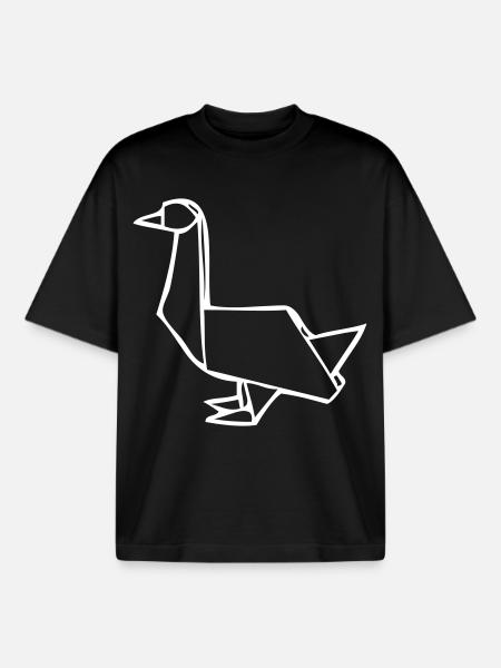 Goose | Duck | Origami - Boxy Heavyweight Unisex Organic T-Shirt by Stanley/Stella - black