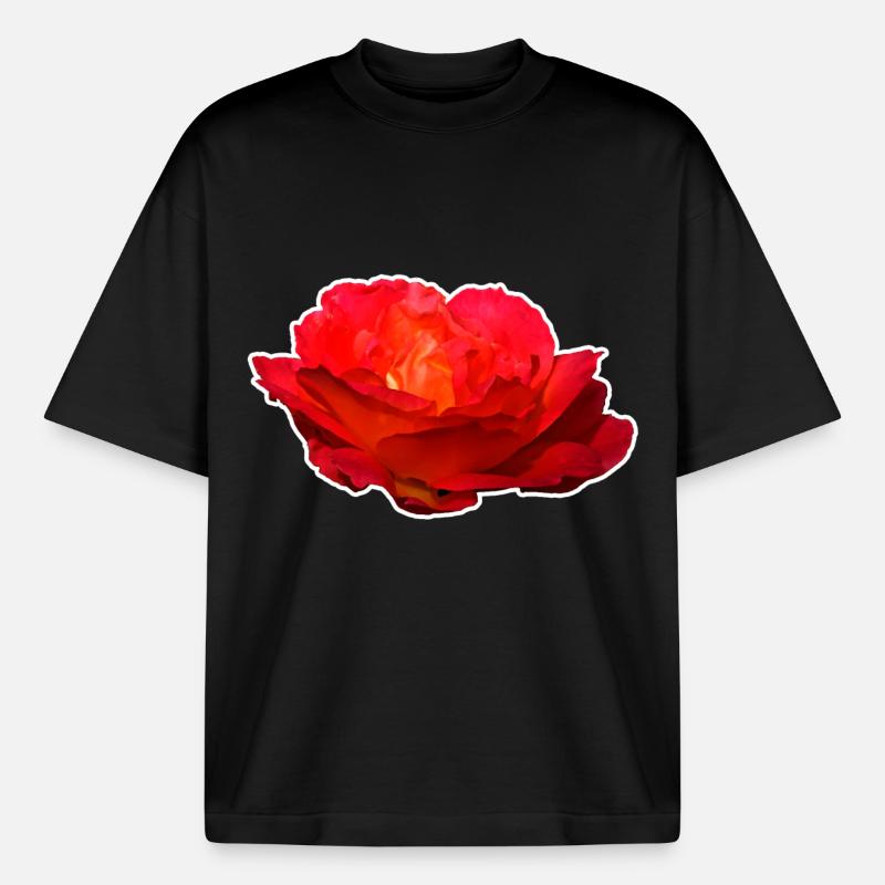 Rote Rose Blume Blüte Geschenk - Boxy Heavyweight Unisex Organic T-Shirt von Stanley/Stella - Schwarz