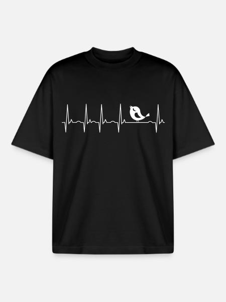 Budgerigar Parrot Bird Pet Heart - Boxy Heavyweight Unisex Organic T-Shirt by Stanley/Stella - black