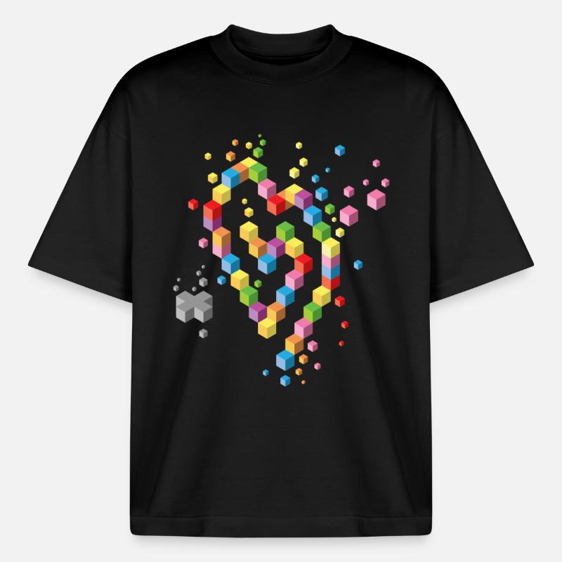 Geek Heart - Heavyweight Boxy Unisex T-Shirt by Stanley/Stella - black