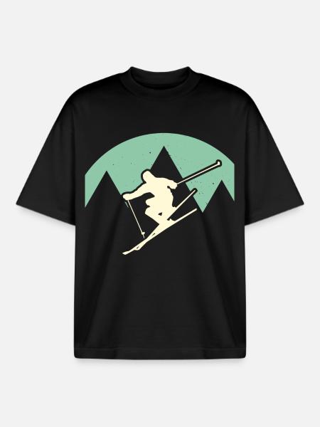 skier - Boxy Heavyweight Unisex Organic T-Shirt by Stanley/Stella - black