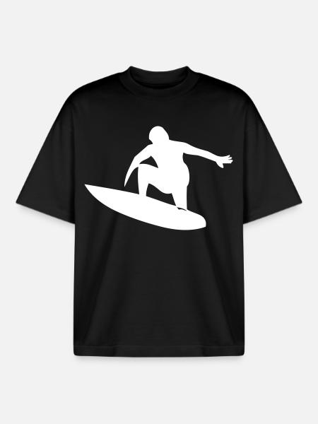 Surfer with surfboard - Boxy Heavyweight Unisex Organic T-Shirt by Stanley/Stella - black