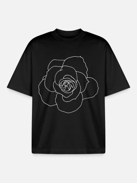 Rose blanche - T-shirt unisexe boxy épais biologique Stanley/Stella - noir