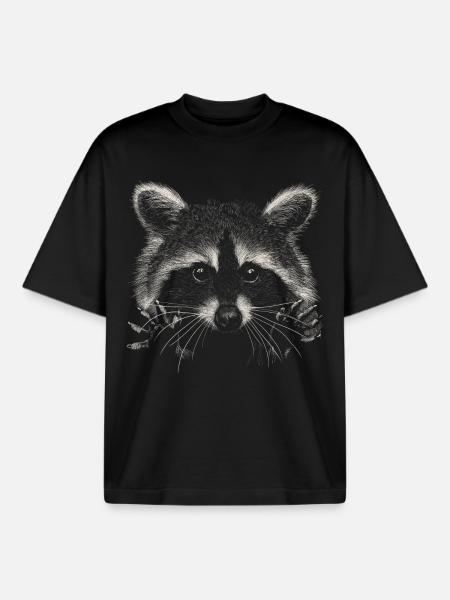 Racoon - Boxy Heavyweight Unisex Organic T-Shirt by Stanley/Stella - black