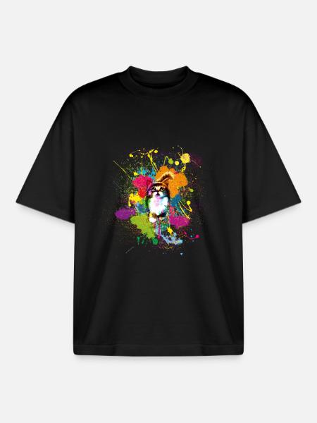 Klekskatze - T-shirt unisexe boxy épais biologique Stanley/Stella - noir