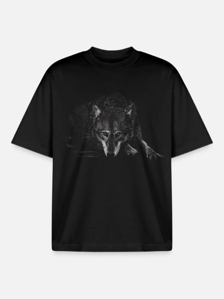 Loup - T-shirt unisexe boxy épais biologique Stanley/Stella - noir