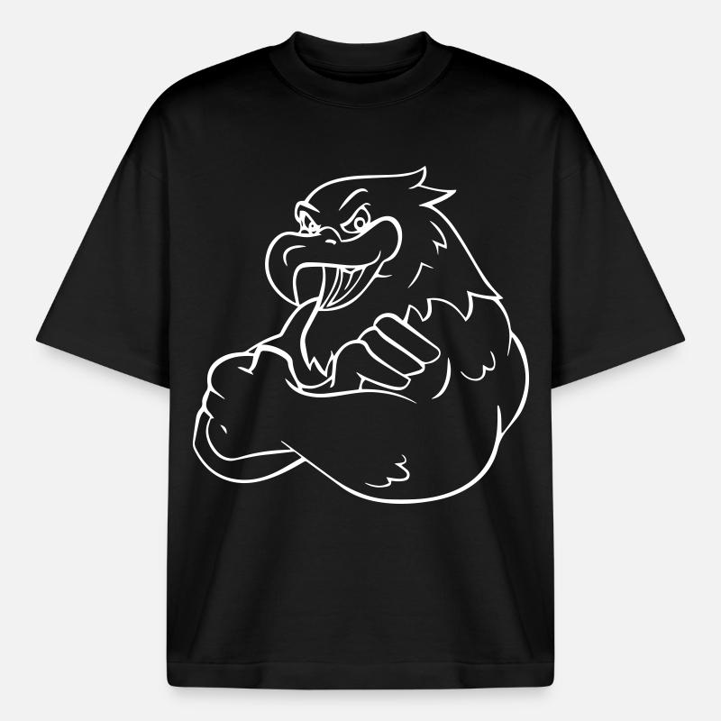 Comic Eagle - Design - Boxy Heavyweight Unisex Organic T-Shirt by Stanley/Stella - black
