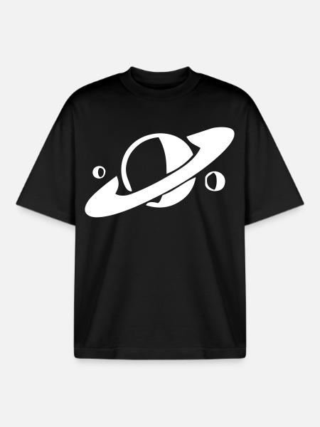 Saturn and its moons - Boxy Heavyweight Unisex Organic T-Shirt by Stanley/Stella - black