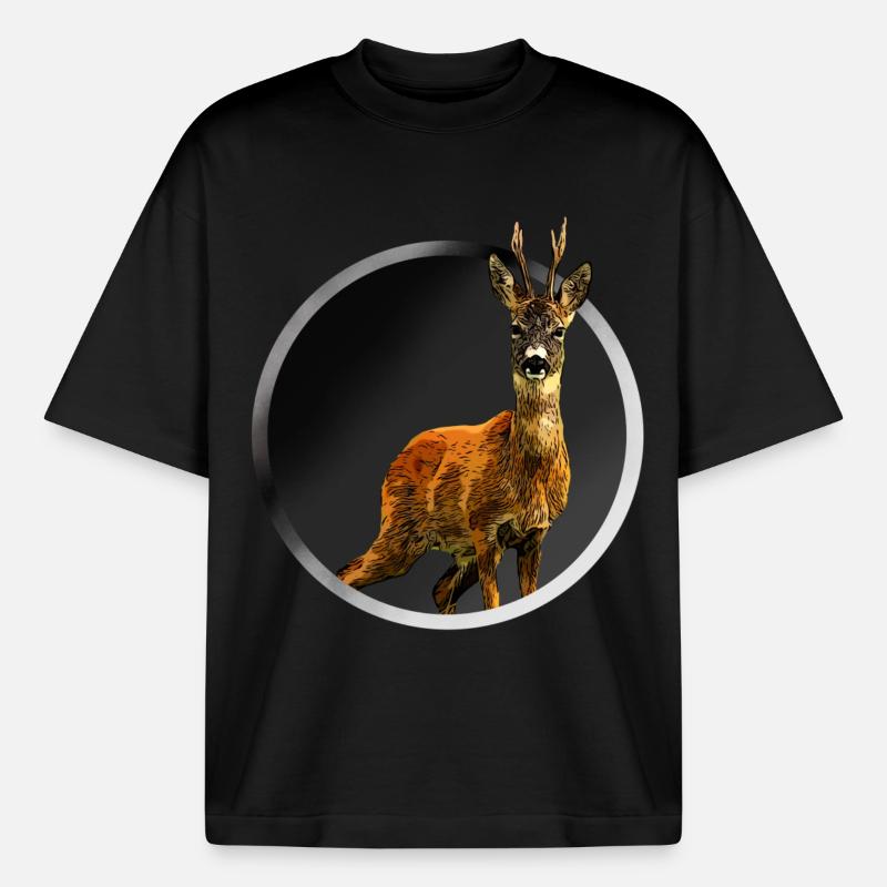 Reh - Boxy Heavyweight Unisex Organic T-Shirt von Stanley/Stella - Schwarz