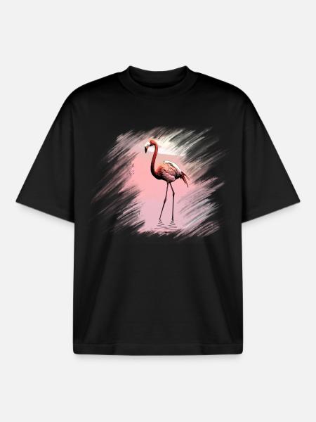 flamingo - Boxy Heavyweight Unisex Organic T-Shirt by Stanley/Stella - black