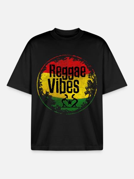Reggae Vibes Peace Love - Boxy Heavyweight Unisex Organic T-Shirt by Stanley/Stella - black