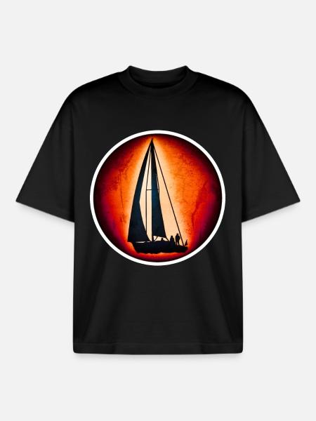 Sailing - Sailboat - Boxy Heavyweight Unisex Organic T-Shirt by Stanley/Stella - black