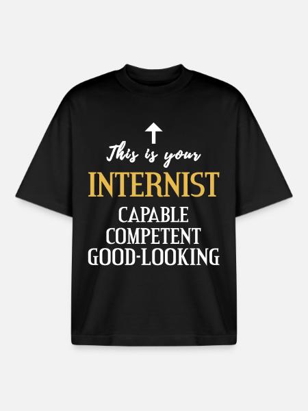 Physician internist competent handsome gift - Boxy Heavyweight Unisex Organic T-Shirt by Stanley/Stella - black